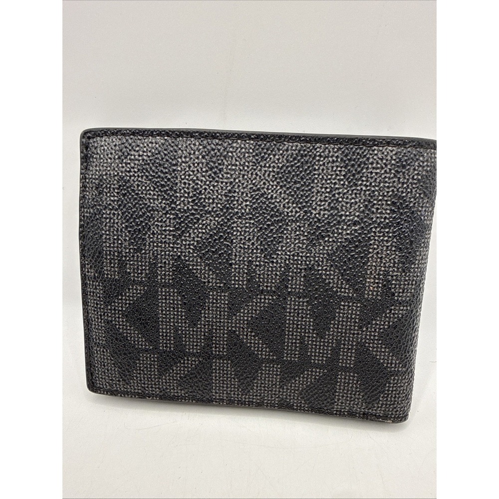 Michael Kors Jet Set Mens Slim Bifold Wallet ~ MK Logo ~ Black Gray